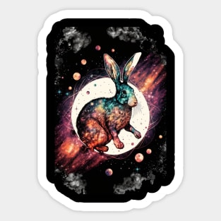 Year of the rabbit chinese zodiac sign space design with planets Sticker